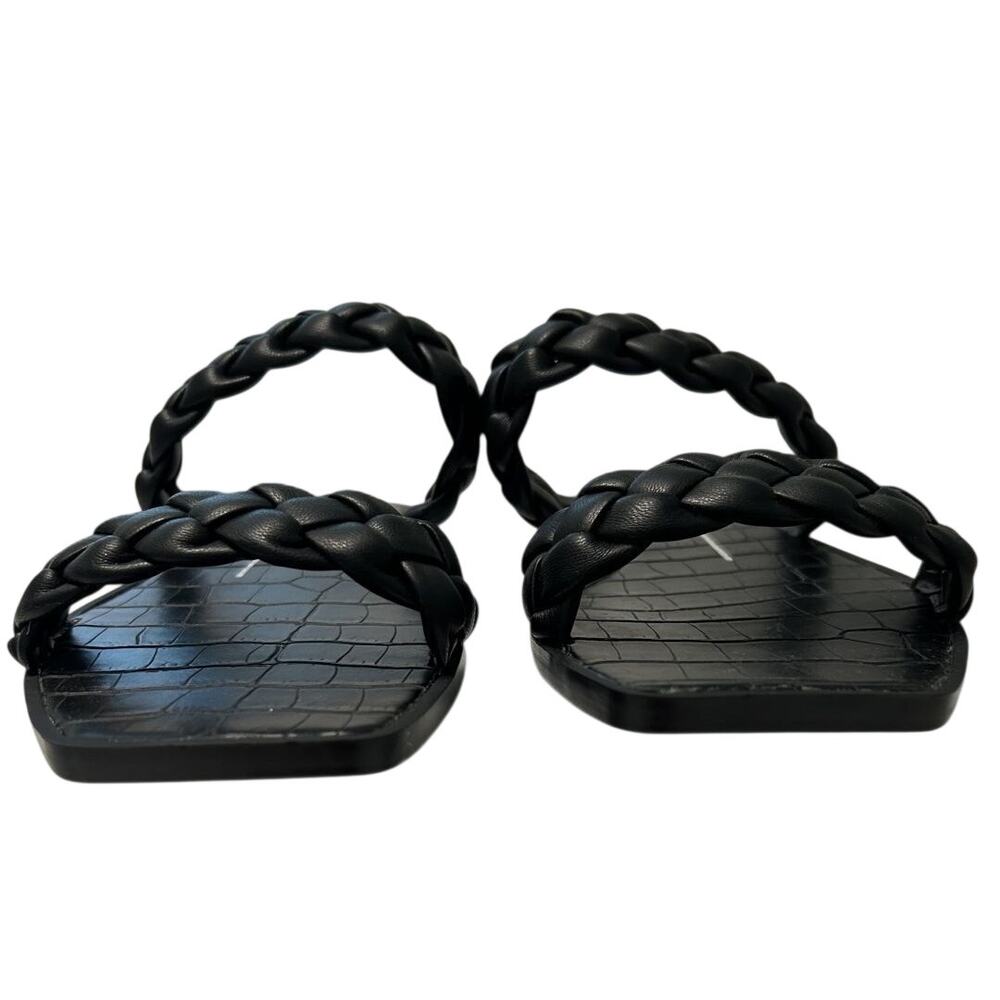 NEW Dolce Vita Indy Braid Straps Square Toe Croc-Embossed Footbed Black Sandal-6 - Picture 5 of 8